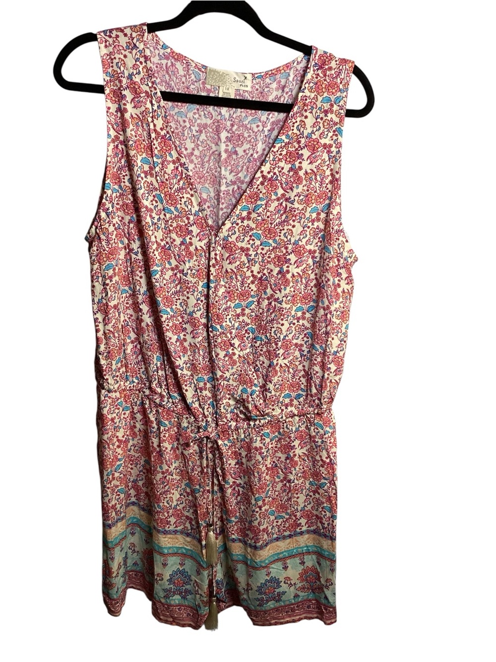 Sauci Plus Sleeveless Floral Romper in Pink